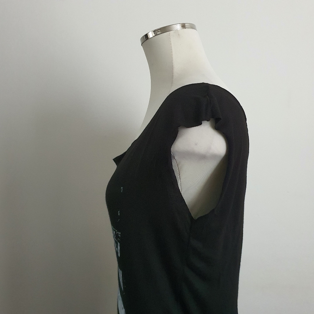 NWT We Walk Sleeveless Hand Printed Festival Black Mini Dress Size L - Picture 5 of 9